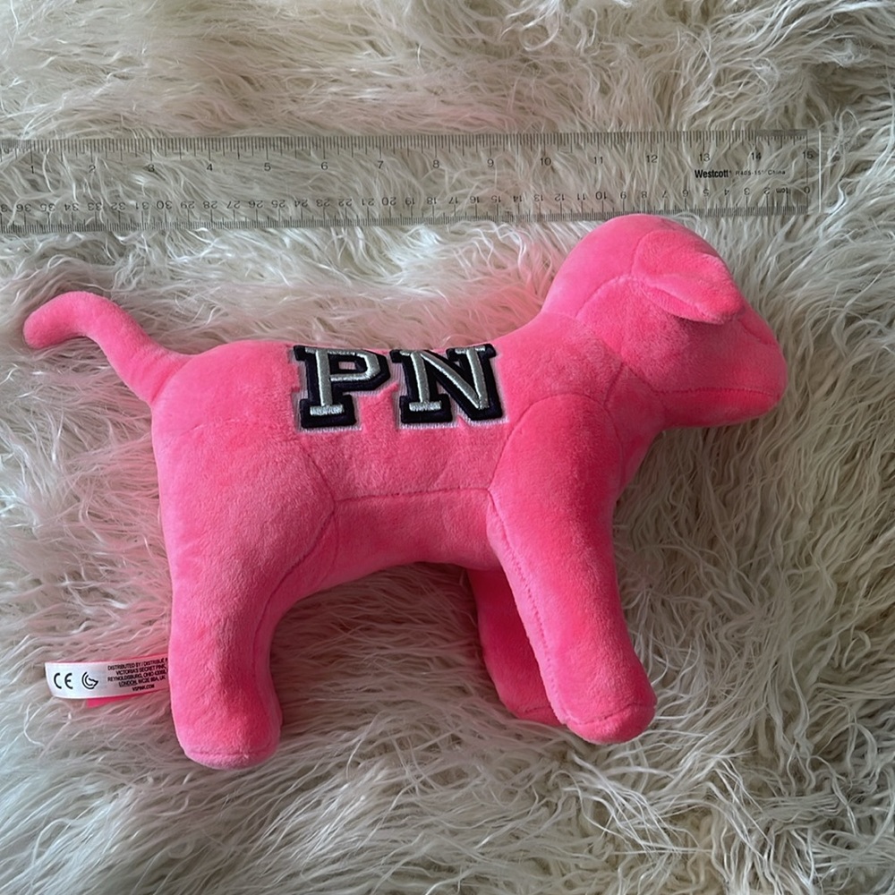 NEW Large Victorias Secret PINK NATION Dog Mascot Stuffed Plush P…
